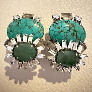 VINTAGE GORGEOUS SIGNED IRADJ MOINI TURQUOISE CLIP EARRING